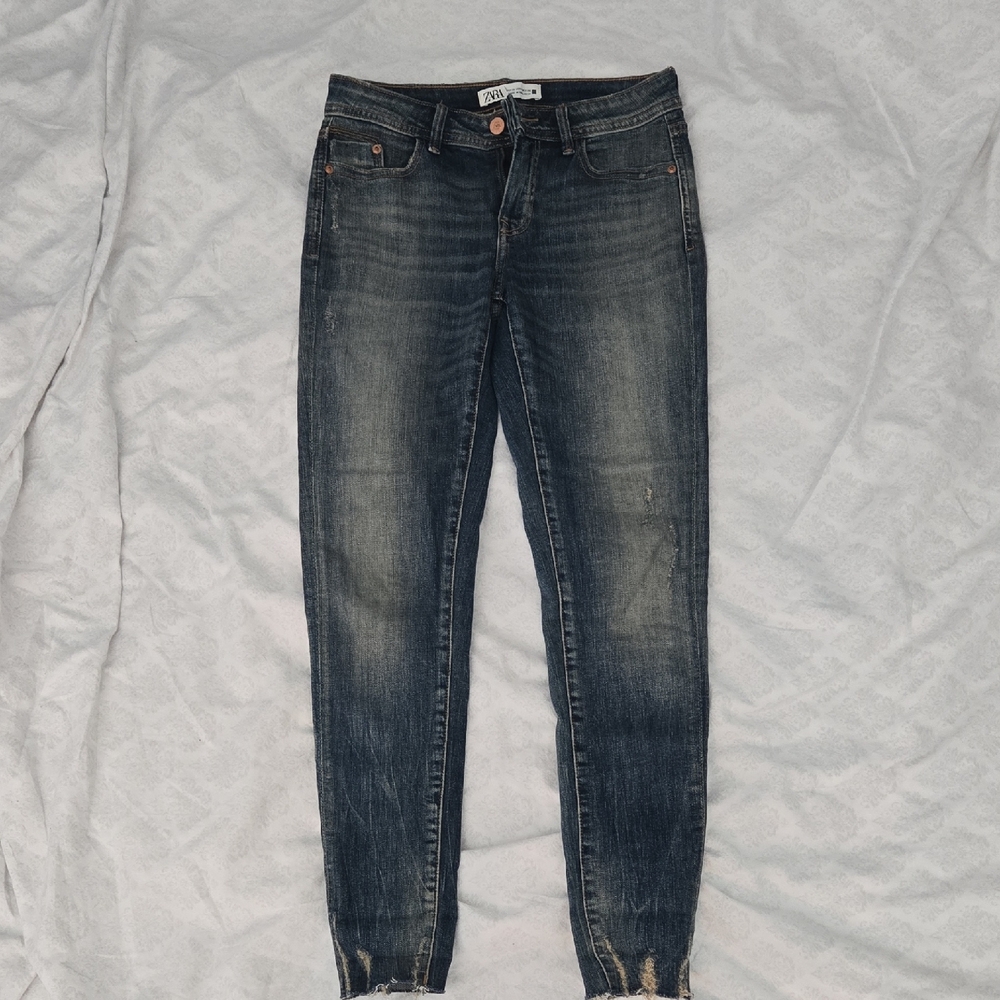 Zara Blue‎ Skinny Jeans with Elasticated Ankle